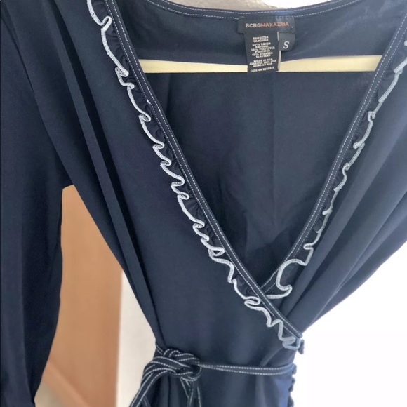 BCBGMAXAZRIA Wrap Dress Navy Blue Small - Picture 3 of 7
